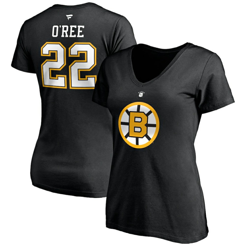 Willie O'Ree Boston Bruins Fanatics Women's Authentic Stack Retired Player Name & Number V-Neck T-Shirt