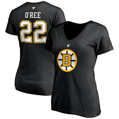 Willie O'Ree Boston Bruins Fanatics Women's Authentic Stack Retired Player Name & Number V-Neck T-Shirt