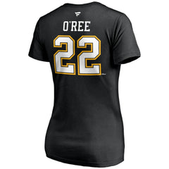 Willie O'Ree Boston Bruins Fanatics Women's Authentic Stack Retired Player Name & Number V-Neck T-Shirt