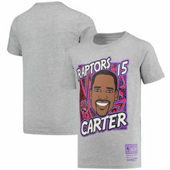Vince Carter Toronto Raptors Youth Hardwood Classics King of the Court Player T-Shirt - Gray | Mitchell & Ness sale