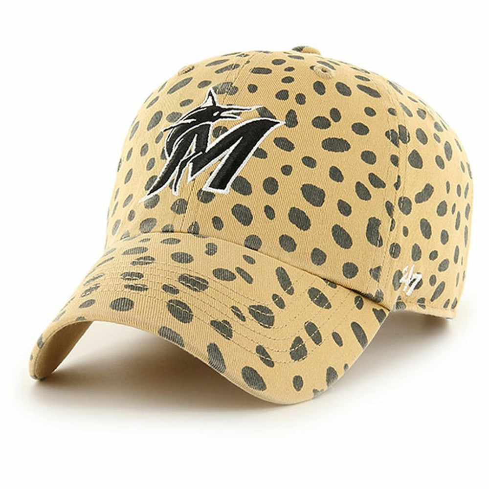 Miami Marlins Women's Cheetah Clean Up Adjustable Hat - Tan | 47 brand