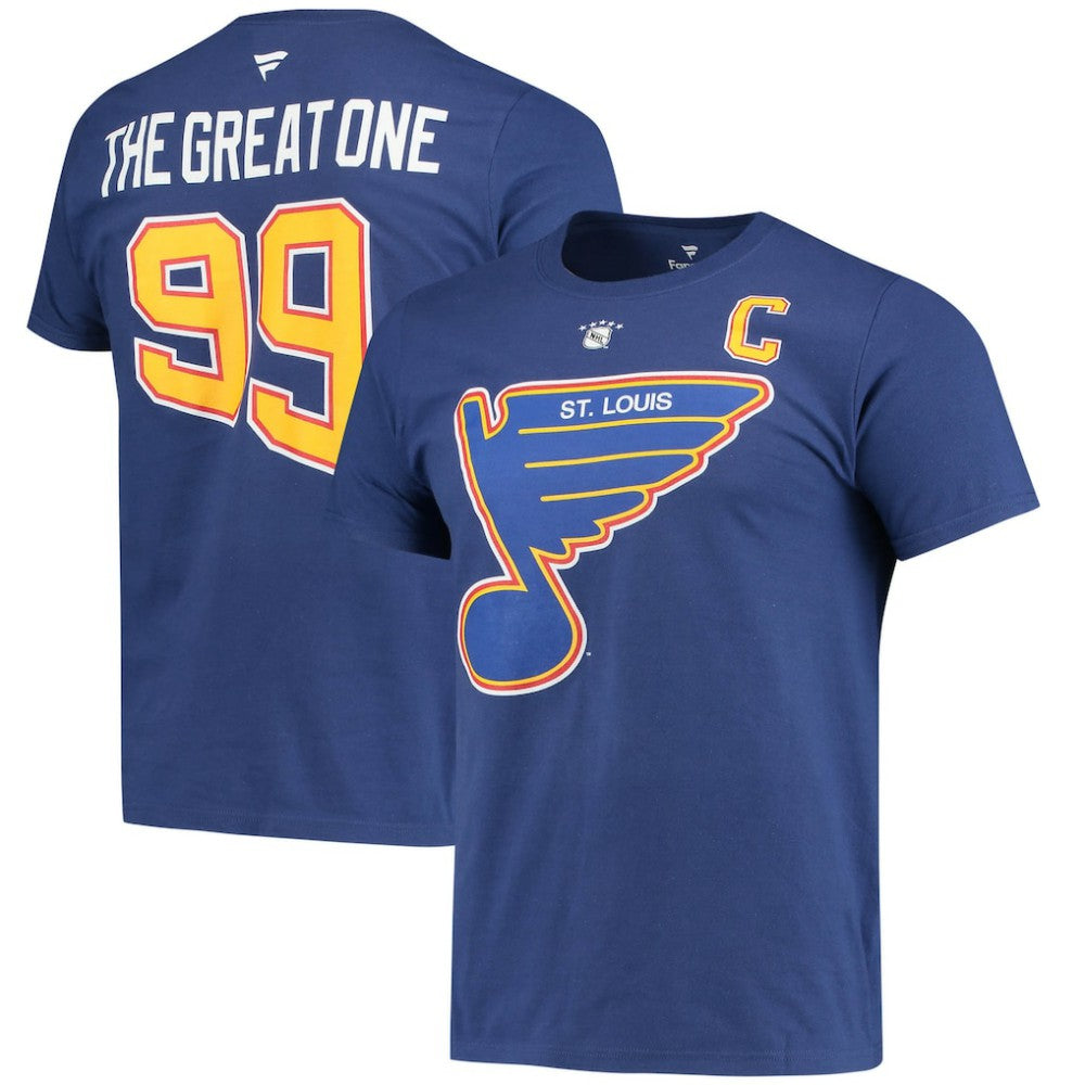 Wayne Gretzky St. Louis Blues Fanatics Authentic Stack Retired Player Nickname & Number T-Shirt