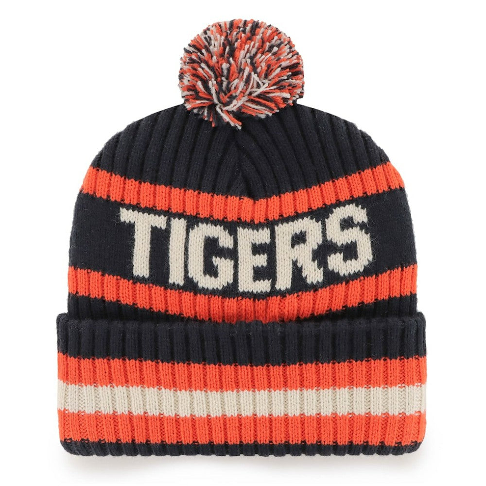 Detroit Tigers Bering Cuffed Knit Hat with Pom - Navy | 47 brand