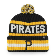Pittsburgh Pirates Bering Cuffed Knit Hat with Pom - Black | 47 brand