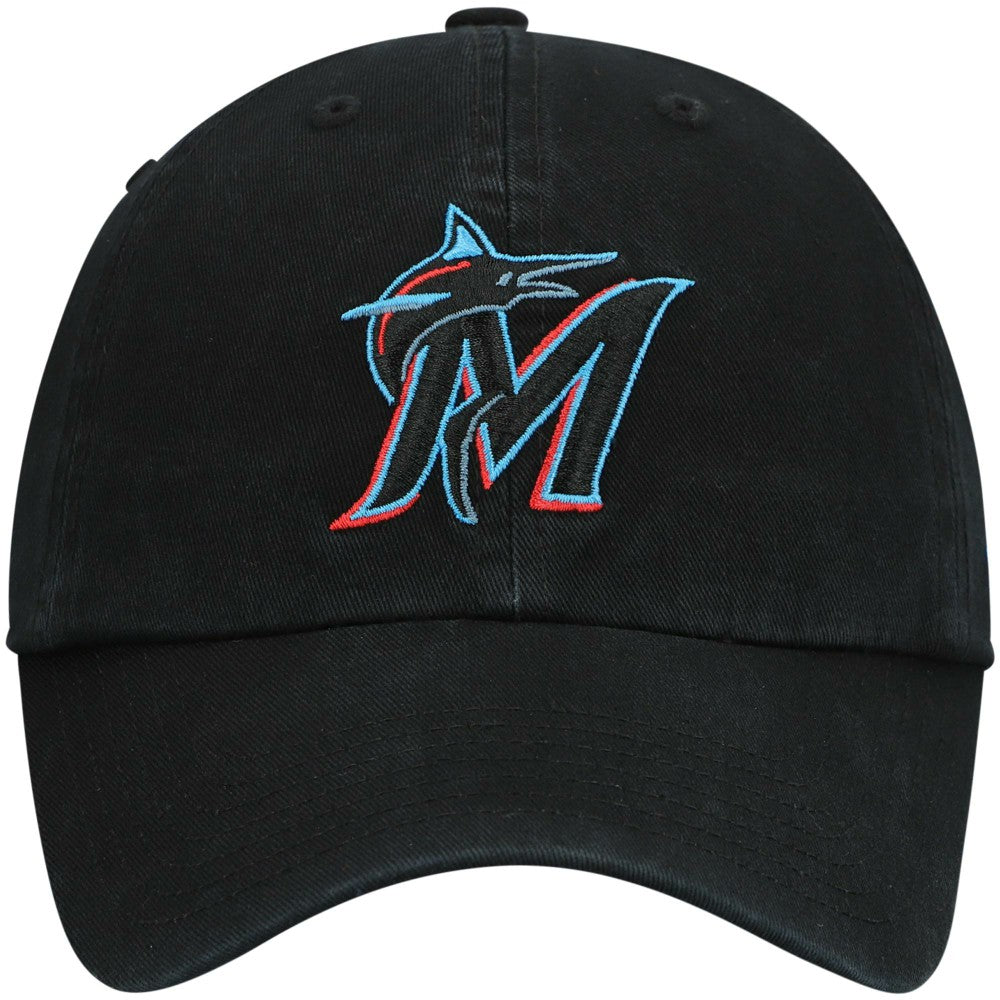 Miami Marlins Youth Team Logo Clean Up Adjustable Hat - Black | 47 brand