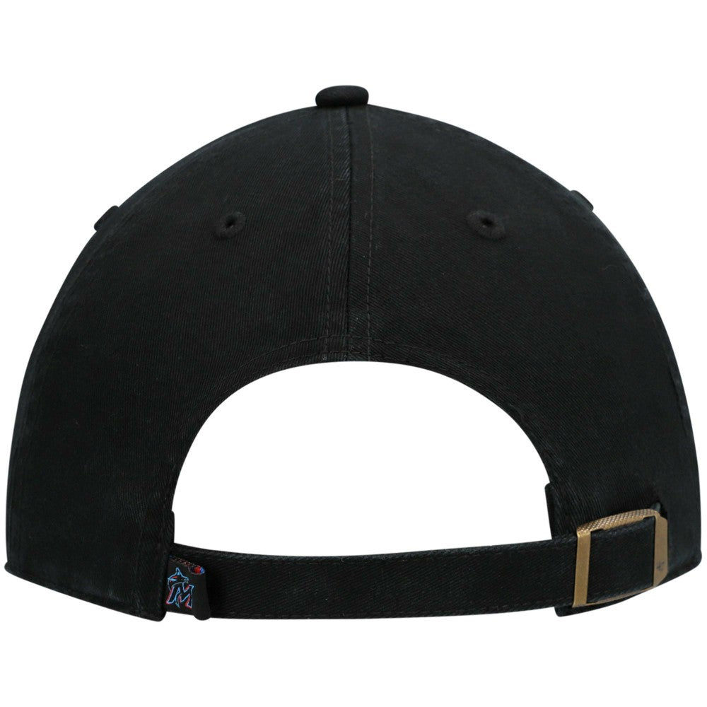 Miami Marlins Youth Team Logo Clean Up Adjustable Hat - Black | 47 brand