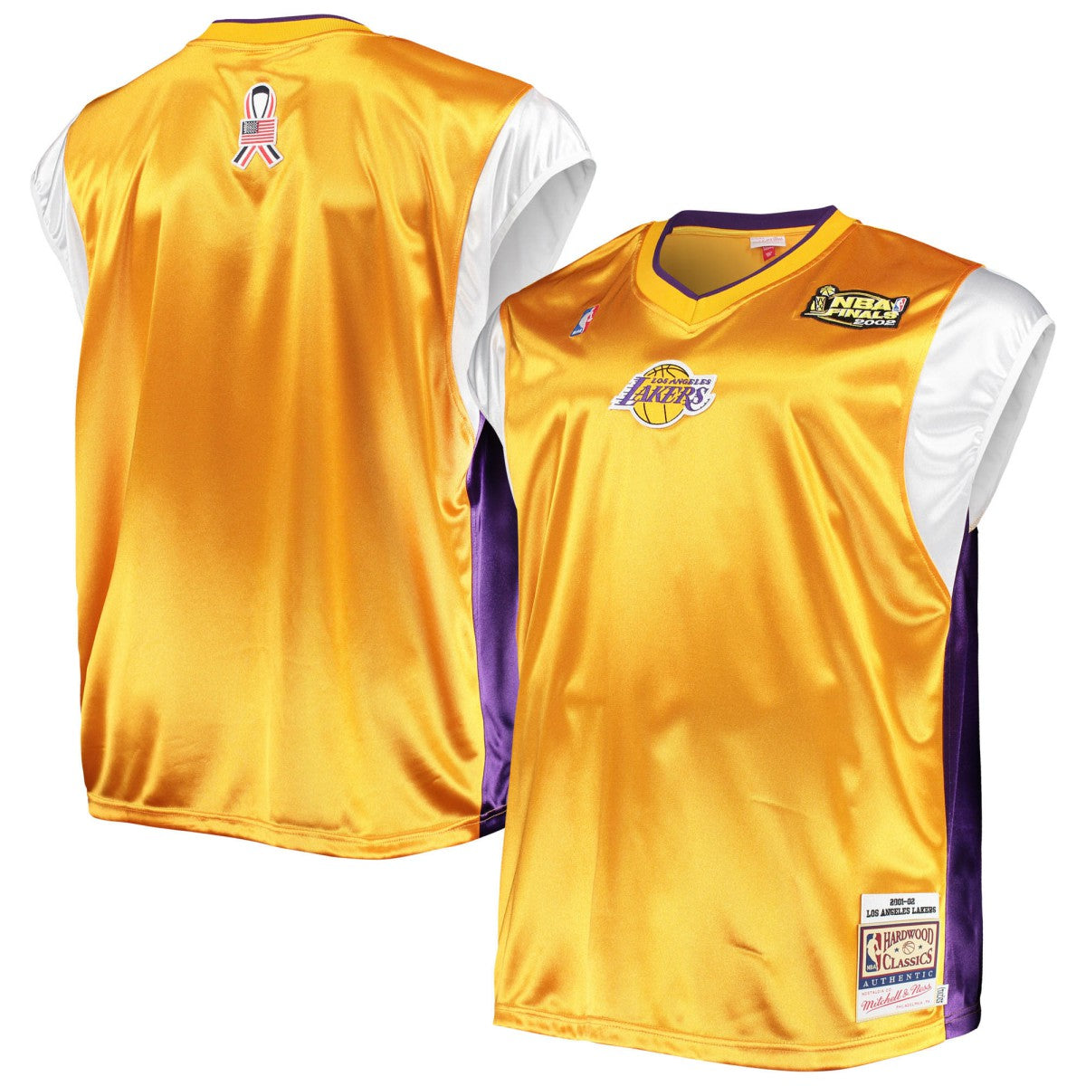 Los Angeles Lakers Hardwood Classics Big & Tall On-Court Shooting V-Neck Shirt - Gold/Purple | Mitchell & Ness sale
