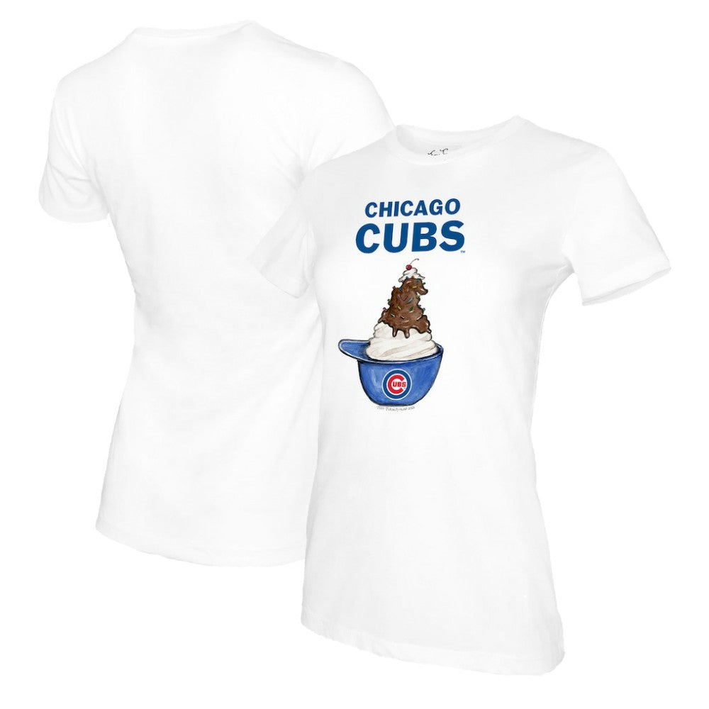 Chicago Cubs Tiny Turnip Women's Sundae Helmet T-Shirt - White
