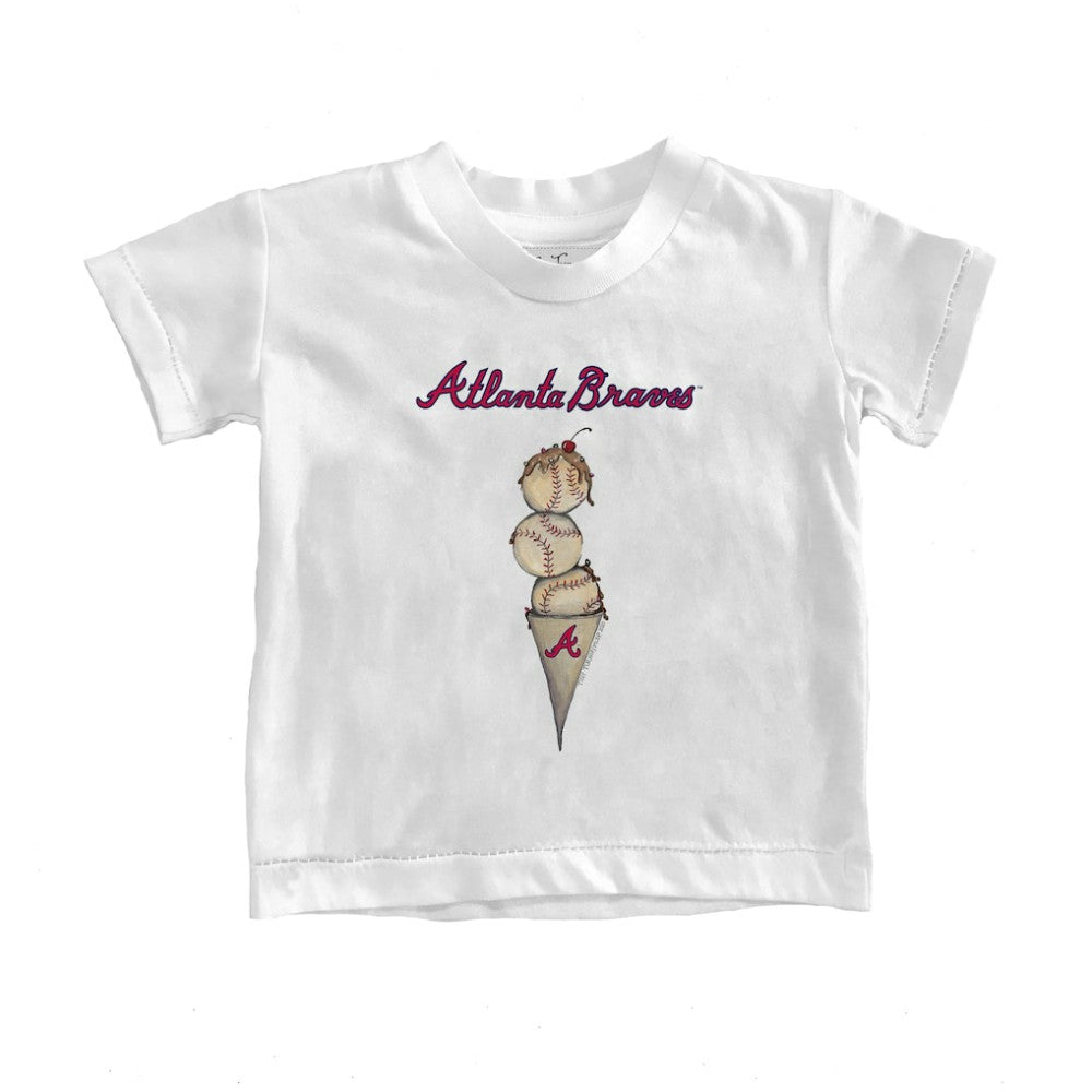 Atlanta Braves Tiny Turnip Youth Triple Scoop T-Shirt - White