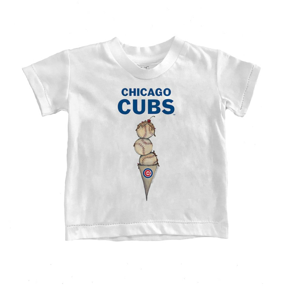 Chicago Cubs Tiny Turnip Youth Triple Scoop T-Shirt - White
