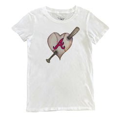Atlanta Braves Tiny Turnip Women's Heart Bat T-Shirt - White