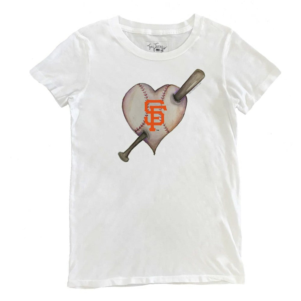 San Francisco Giants Tiny Turnip Women's Heart Bat T-Shirt - White