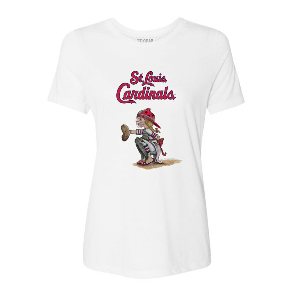 St. Louis Cardinals Tiny Turnip Women's Kate the Catcher T-Shirt - White