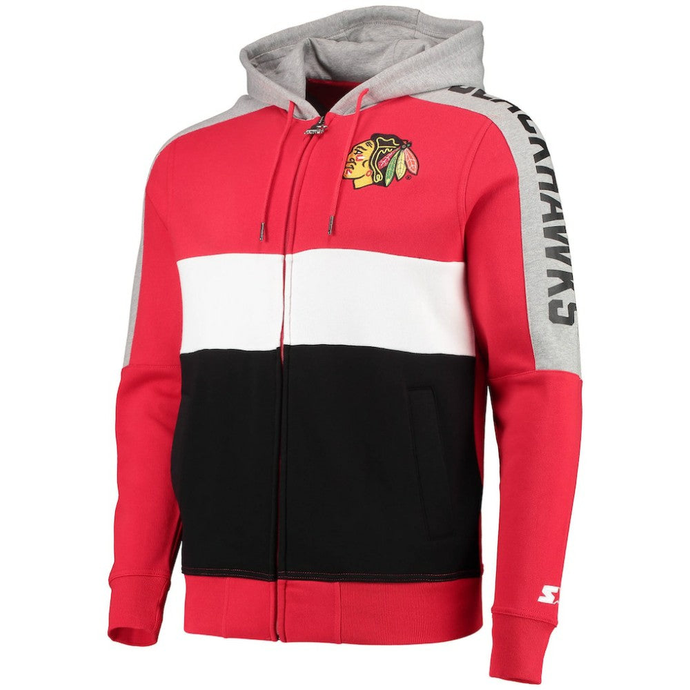 Chicago Blackhawks Starter Playoffs Color Block Full-Zip Hoodie