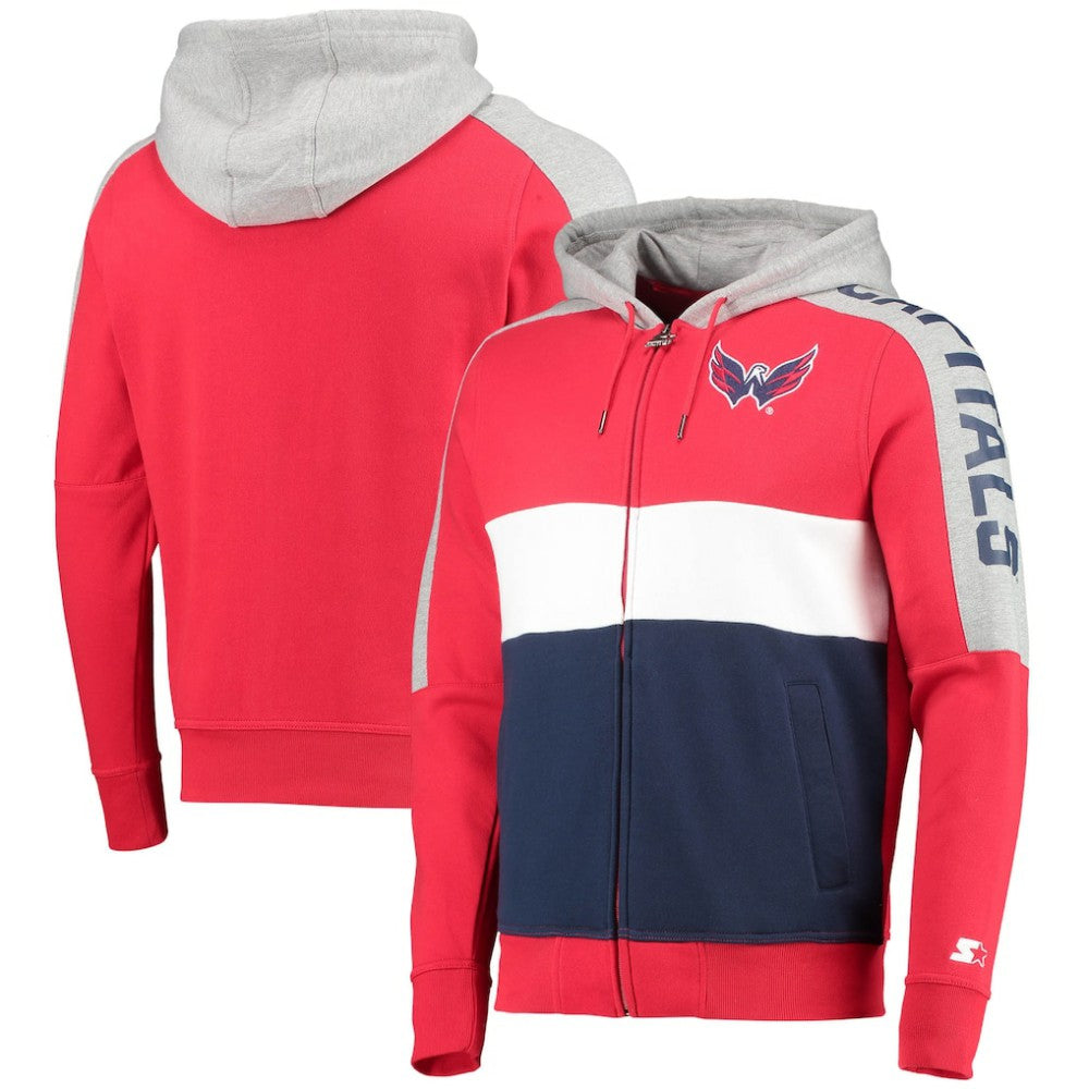 Washington Capitals Starter Playoffs Color Block Full-Zip Hoodie