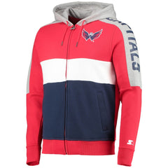 Washington Capitals Starter Playoffs Color Block Full-Zip Hoodie
