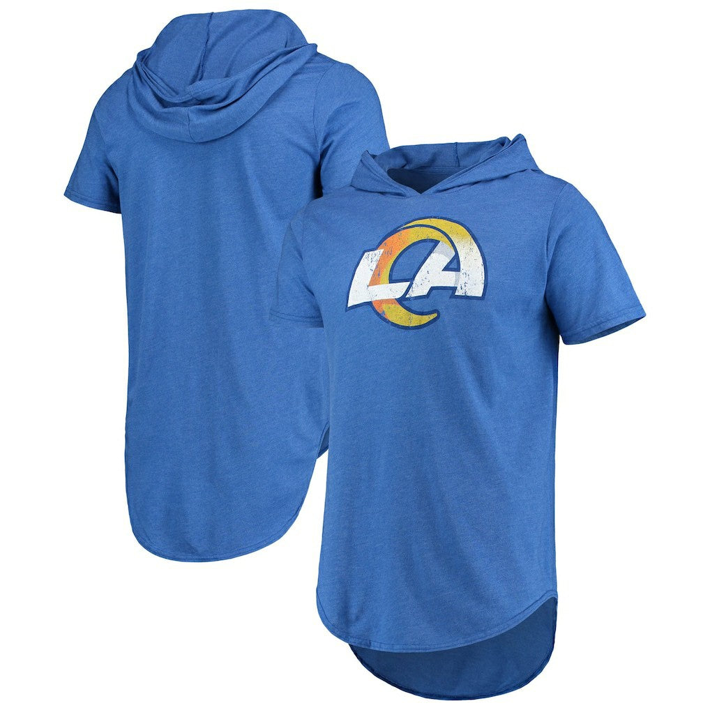 NFL Los Angeles Rams Majestic Threads Primary Logo Tri-Blend Hoodie T-Shirt