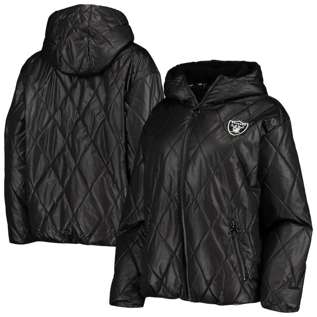 NFL Las Vegas Raiders MSX by Michael Strahan Women's Charlotte Full-Zip Hoodie Puffer Jacket