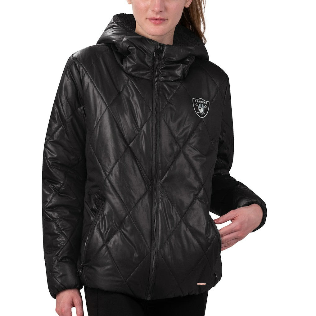 NFL Las Vegas Raiders MSX by Michael Strahan Women's Charlotte Full-Zip Hoodie Puffer Jacket