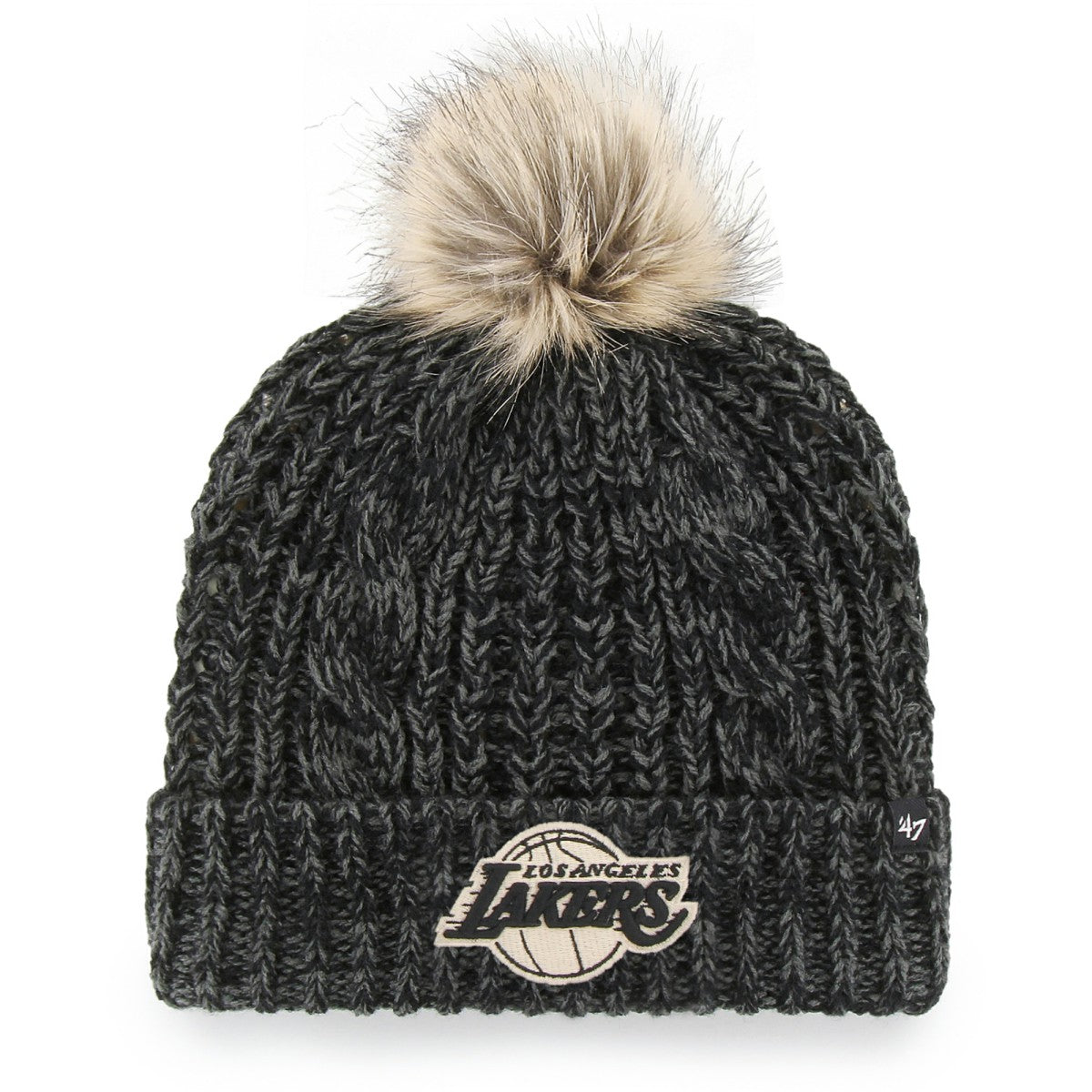 Los Angeles Lakers '47 Women's Meeko Cuffed Knit Hat with Pom - Black | 47 brand for sale