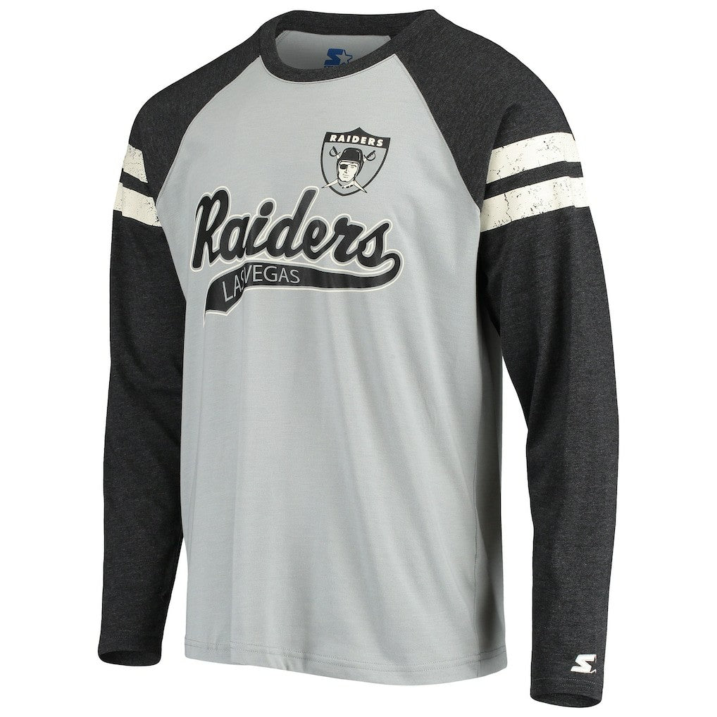 NFL Las Vegas Raiders Starter Throwback League Raglan Long Sleeve Tri-Blend T-Shirt