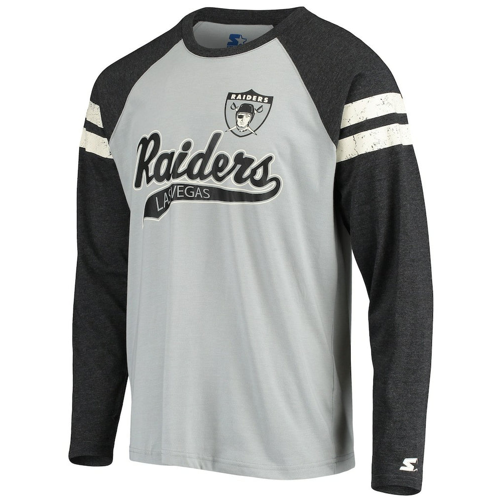NFL Las Vegas Raiders Starter Throwback League Raglan Long Sleeve Tri-Blend T-Shirt