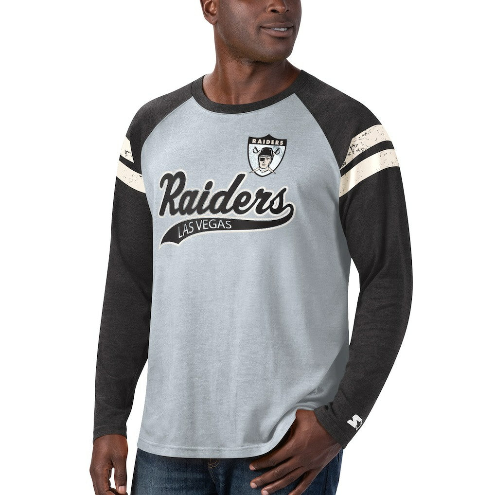 NFL Las Vegas Raiders Starter Throwback League Raglan Long Sleeve Tri-Blend T-Shirt
