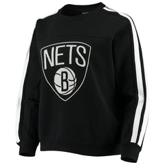 Brooklyn Nets The Wild Collective Women's Perforated Logo Pullover Sweatshirt - Black discount