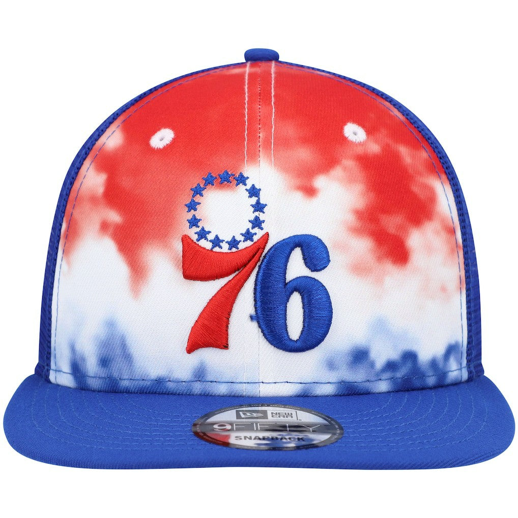 Philadelphia 76ers Hazy Trucker 9FIFTY Snapback Hat - Royal | New Era sale