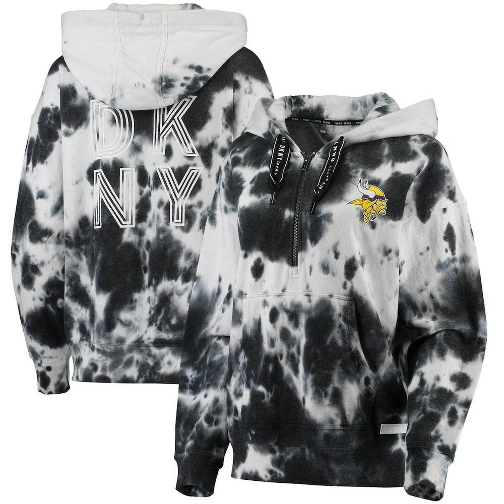 NFL Minnesota Vikings DKNY Sport Women's Dakota Oversized Tie-Dye Half-Zip Hoodie