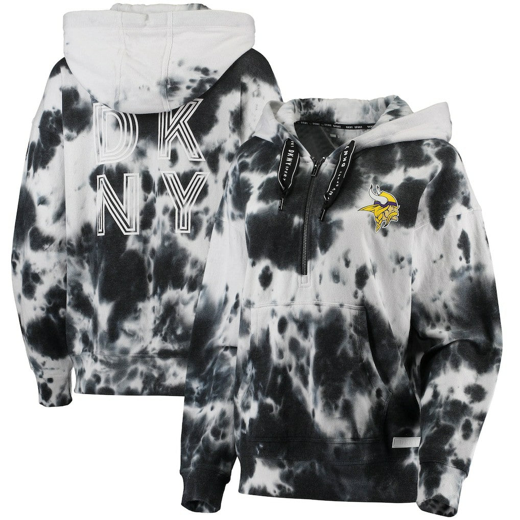 NFL Minnesota Vikings DKNY Sport Women's Dakota Oversized Tie-Dye Half-Zip Hoodie