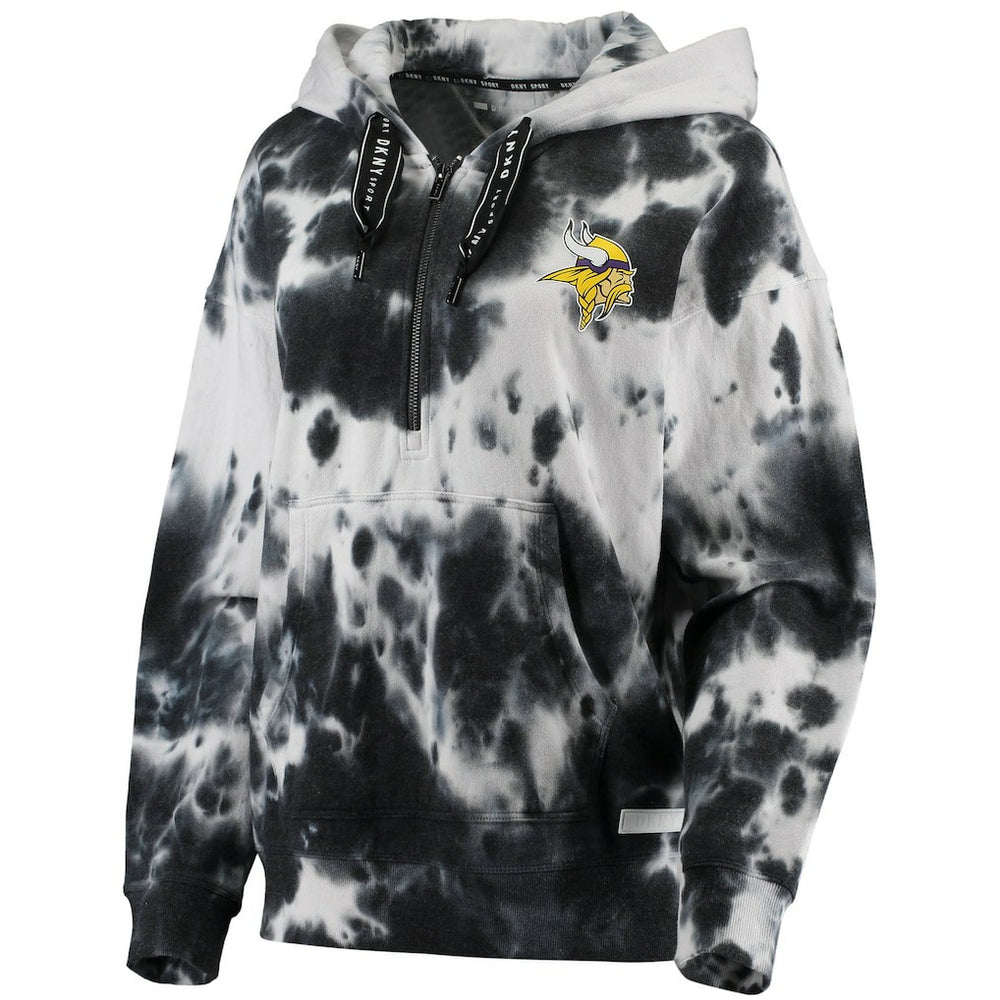 NFL Minnesota Vikings DKNY Sport Women's Dakota Oversized Tie-Dye Half-Zip Hoodie