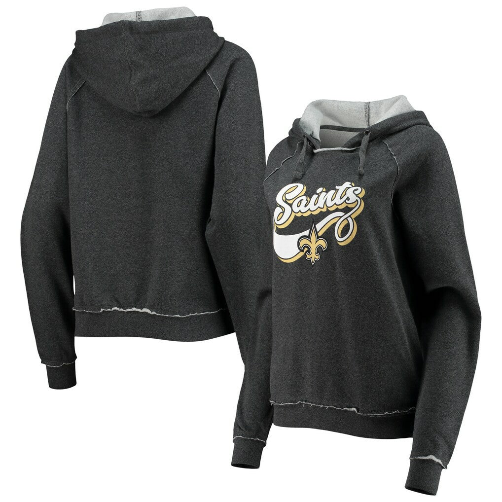 NFL New Orleans Saints Women's Script Fleece Raglan Pullover Hoodie