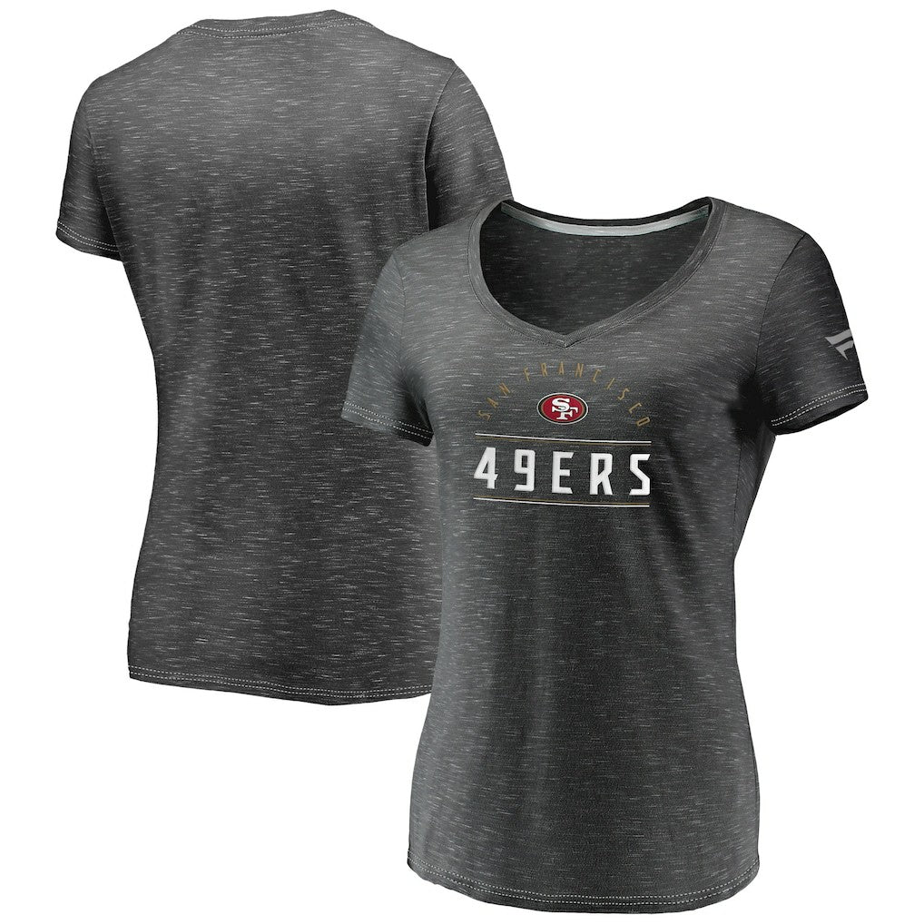 NFL San Francisco 49ers Women's League Leader Space Dye V-Neck T-Shirt