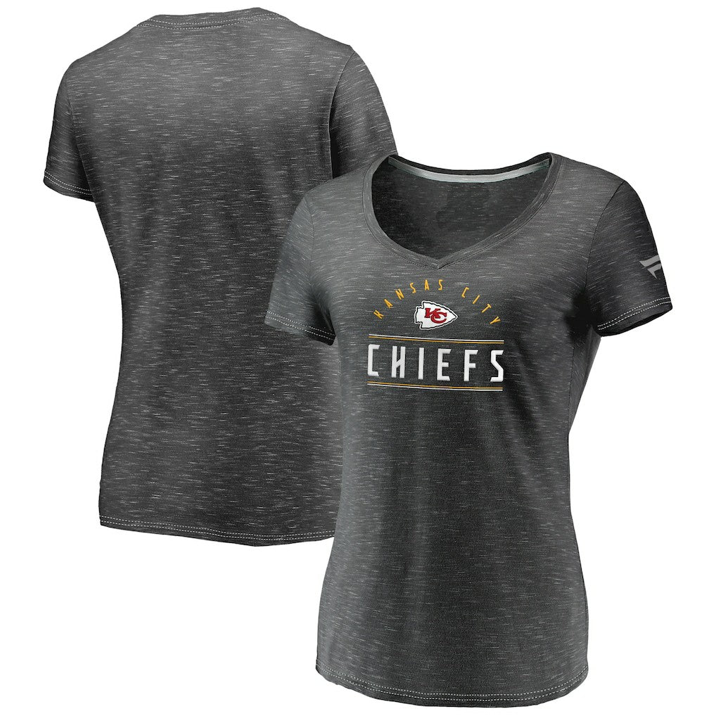 NFL Kansas City Chiefs Women's League Leader Space Dye V-Neck T-Shirt