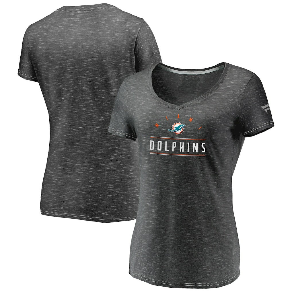 NFL Miami Dolphins Women's League Leader Space Dye V-Neck T-Shirt