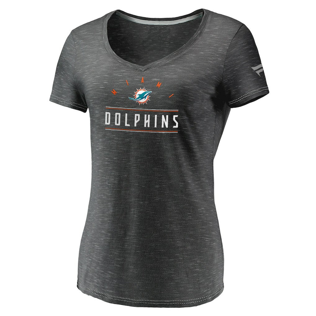 NFL Miami Dolphins Women's League Leader Space Dye V-Neck T-Shirt