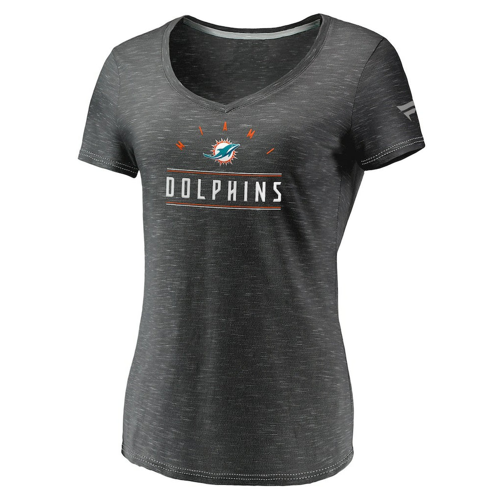 NFL Miami Dolphins Women's League Leader Space Dye V-Neck T-Shirt