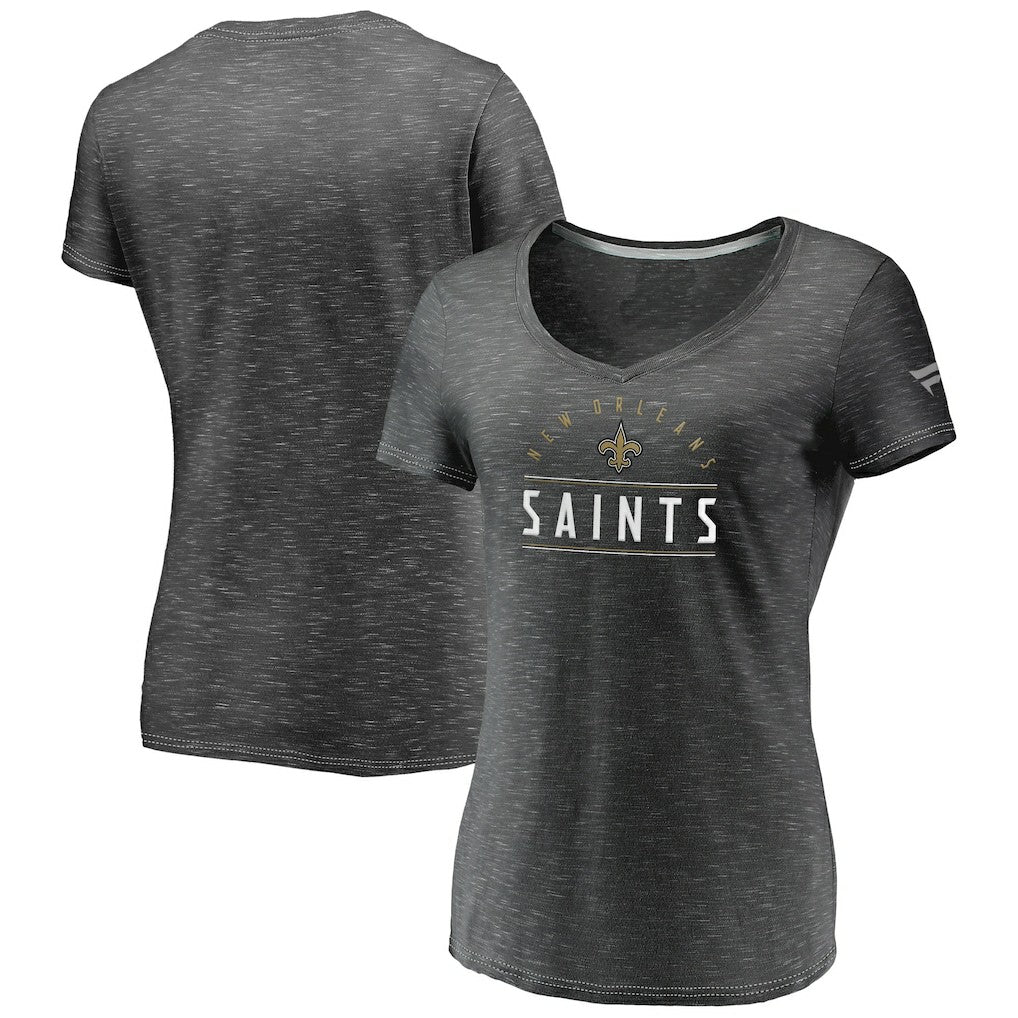 NFL New Orleans Saints Women's League Leader Space Dye V-Neck T-Shirt