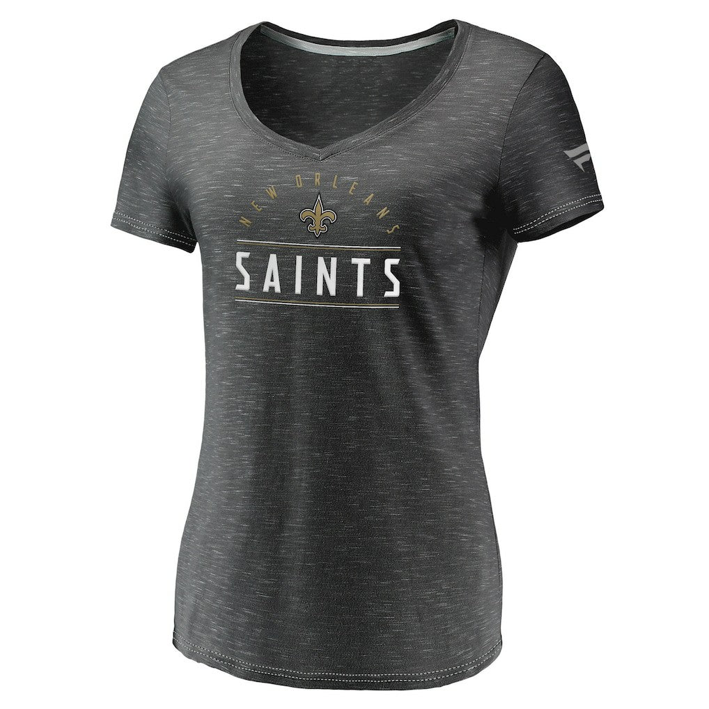 NFL New Orleans Saints Women's League Leader Space Dye V-Neck T-Shirt