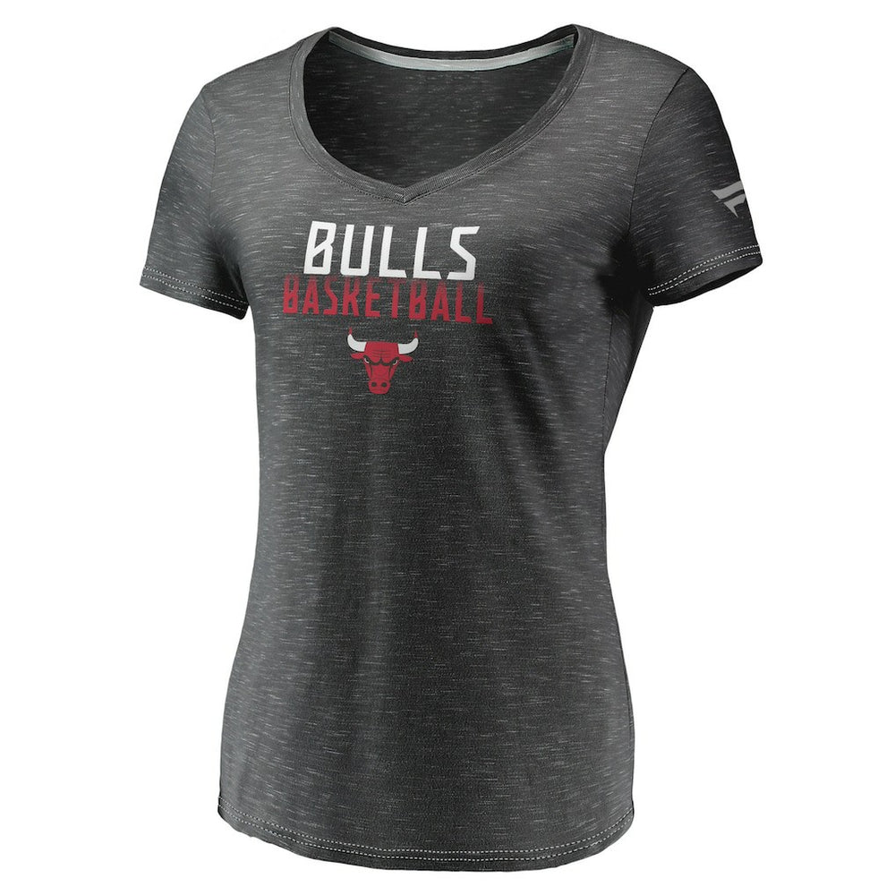 Chicago Bulls Women's Double-Fade Space-Dye V-Neck T-Shirt sale - Charcoal | Fanatics on sale