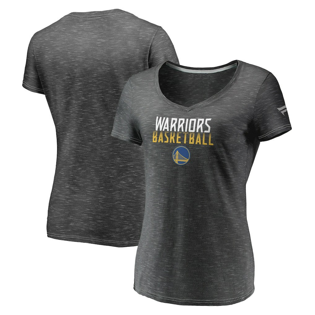 Golden State Warriors Women's Double-Fade Space-Dye V-Neck T-Shirt sale - Charcoal | Fanatics shop
