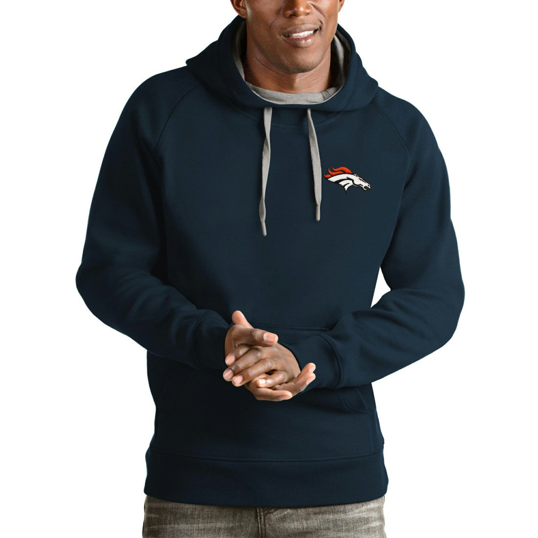 NFL Denver Broncos Antigua Logo Victory Pullover Hoodie