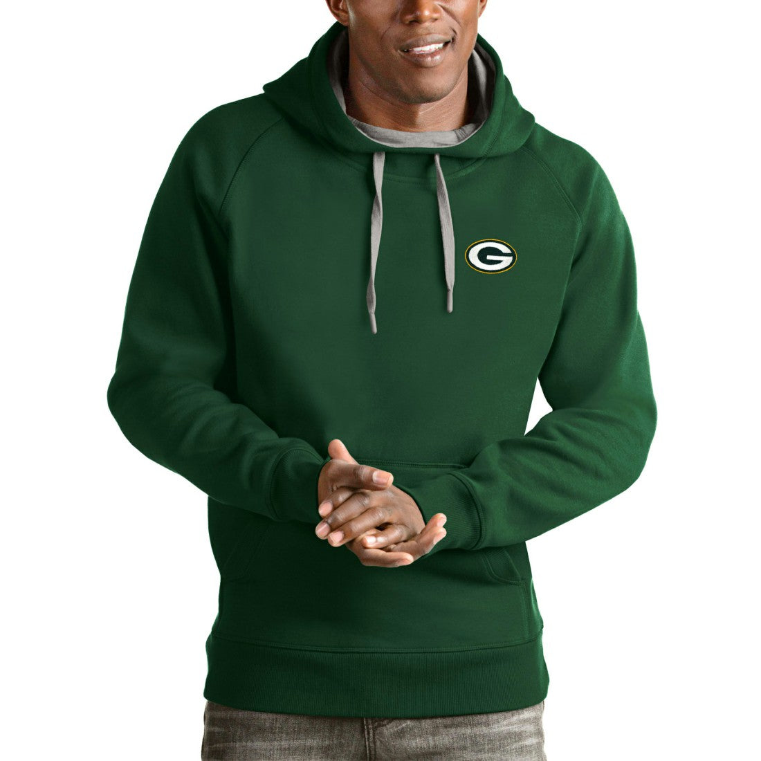 NFL Green Bay Packers Antigua Logo Victory Pullover Hoodie