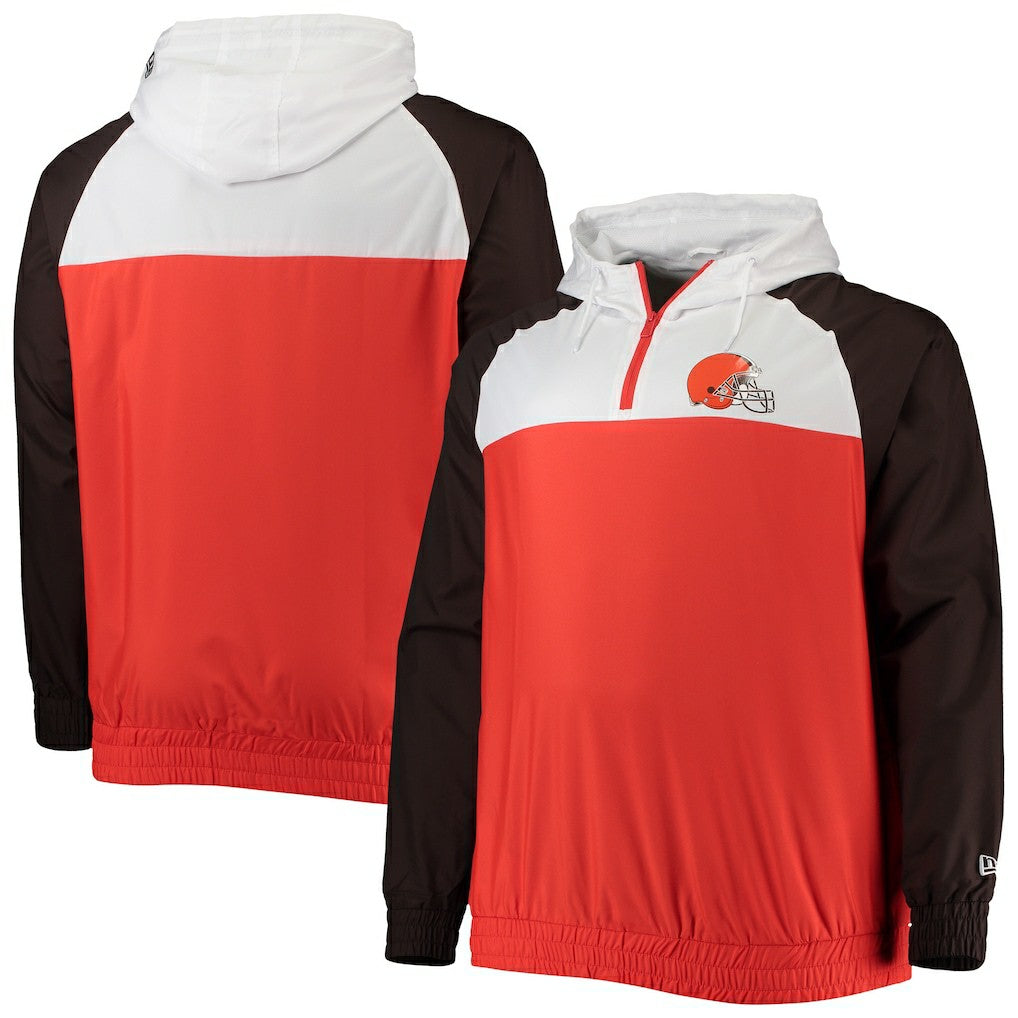 NFL Cleveland Browns Big & Tall League Raglan Quarter-Zip Hoodie