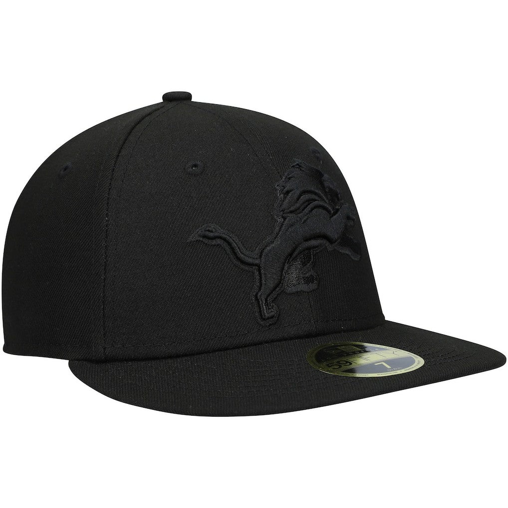 NFL Detroit Lions Black on Black Low Profile 59FIFTY II Fitted Hat