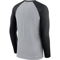 Miami Marlins Game Authentic Collection Performance Raglan Long Sleeve T-Shirt - Gray/Black | Nike