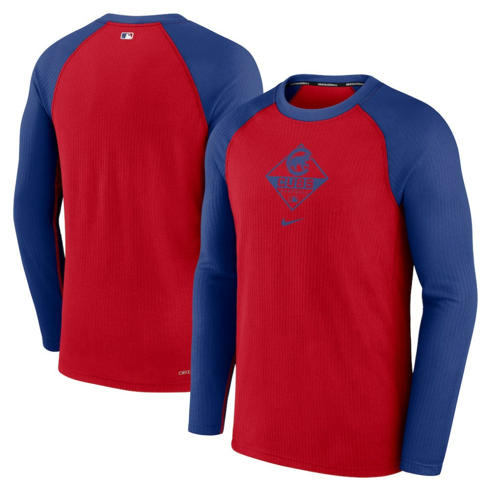 Chicago Cubs Game Authentic Collection Performance Raglan Long Sleeve T-Shirt - Red/Royal | Nike