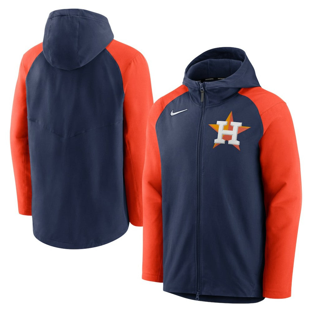 Houston Astros Authentic Collection Performance Raglan Full-Zip Hoodie - Navy/Orange | Nike
