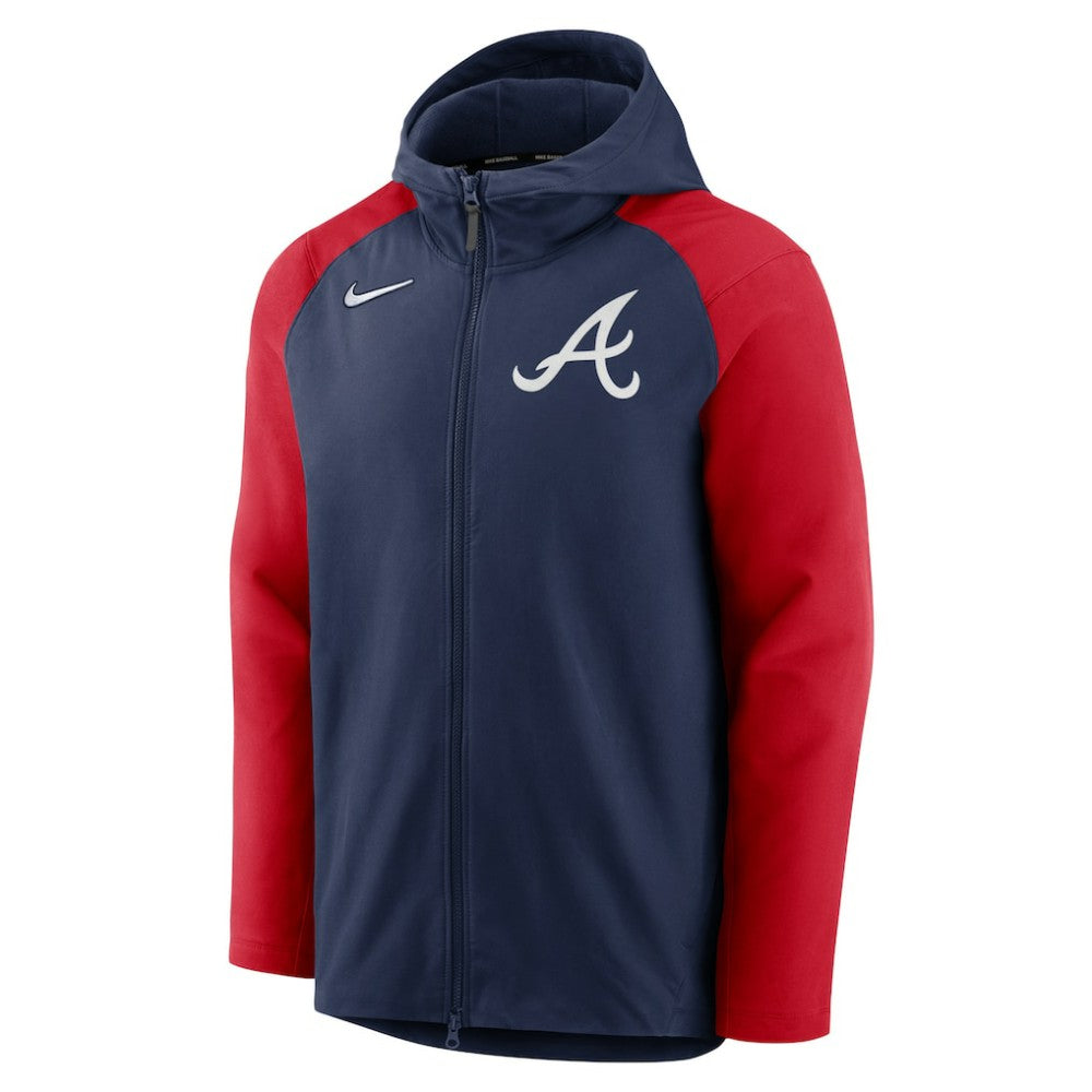 Atlanta Braves Authentic Collection Performance Raglan Full-Zip Hoodie - Navy/Red | Nike